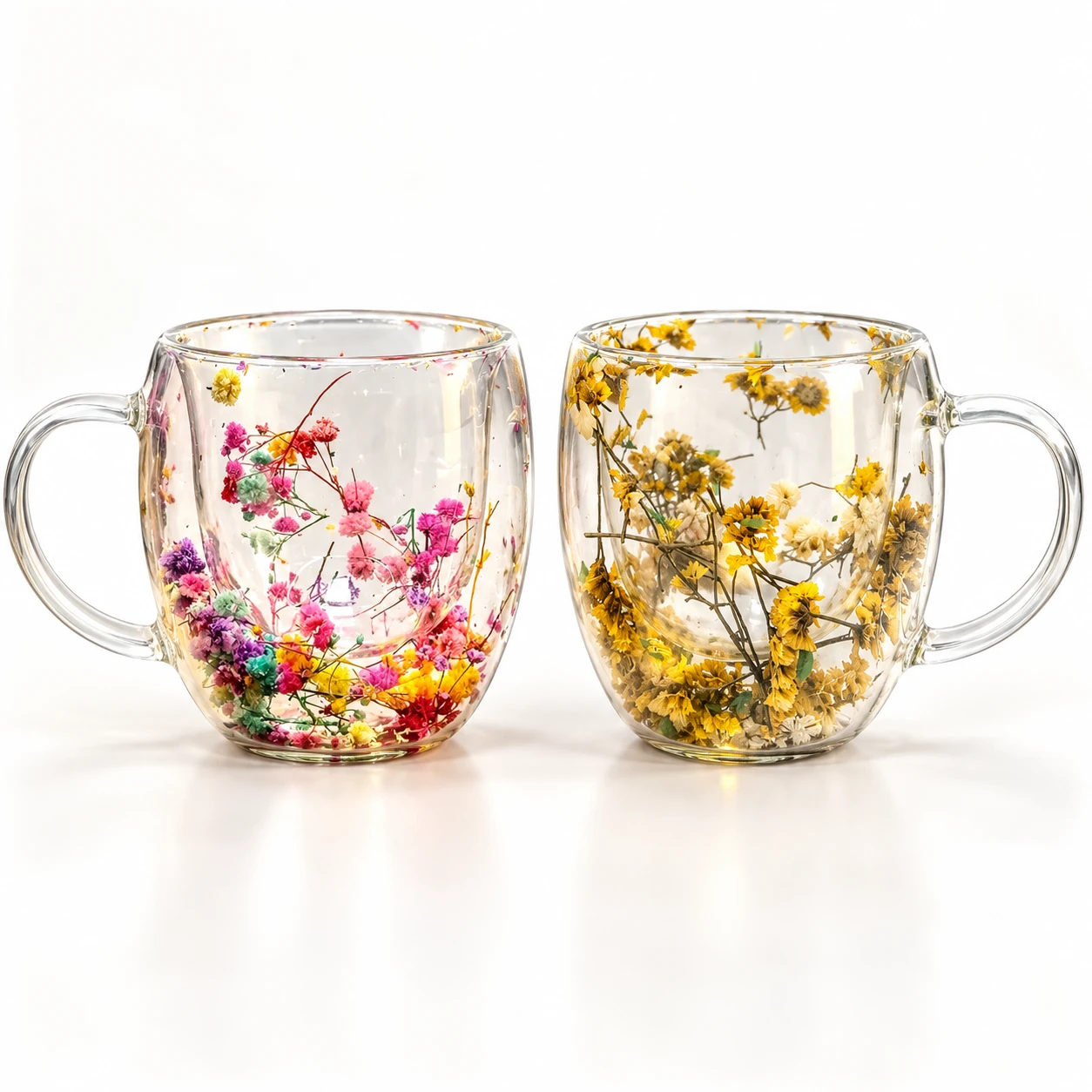 Double Wall Dried Flower Glass Tea Mug - view 2